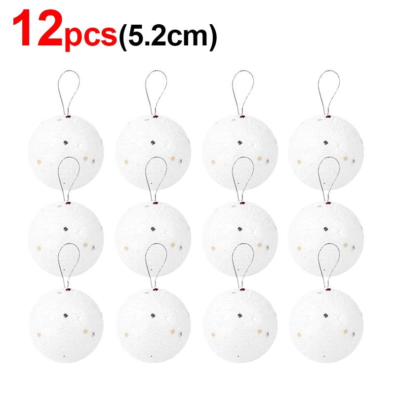 24/6 шт. белых пенопластовых рождественских шаров, подвесная подвеска для елки 4/6/8 см, снежные украшения для новогодней свадебной вечеринки, украшения для дома