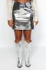  Women's Plus Size Skirt Silver Shiny Mini Woven Skirt