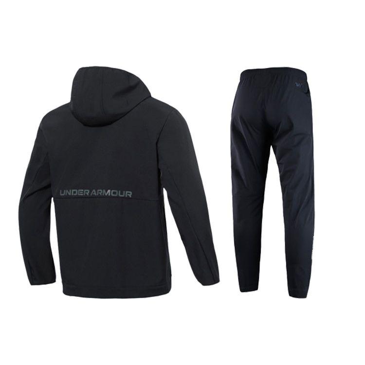 Under Armour Куртка с градиентным светоотражающим логотипом и принтом из букв, тканые спортивные длинные брюки, повседневный спортивный костюм, мужской костюм, черный 22600401-001+22500706-001