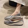 Flat Shoes Women's Design Sense Niche Spring and Autumn Models Trendy New Large Size French Square Head Shallow Mouth Single Shoes