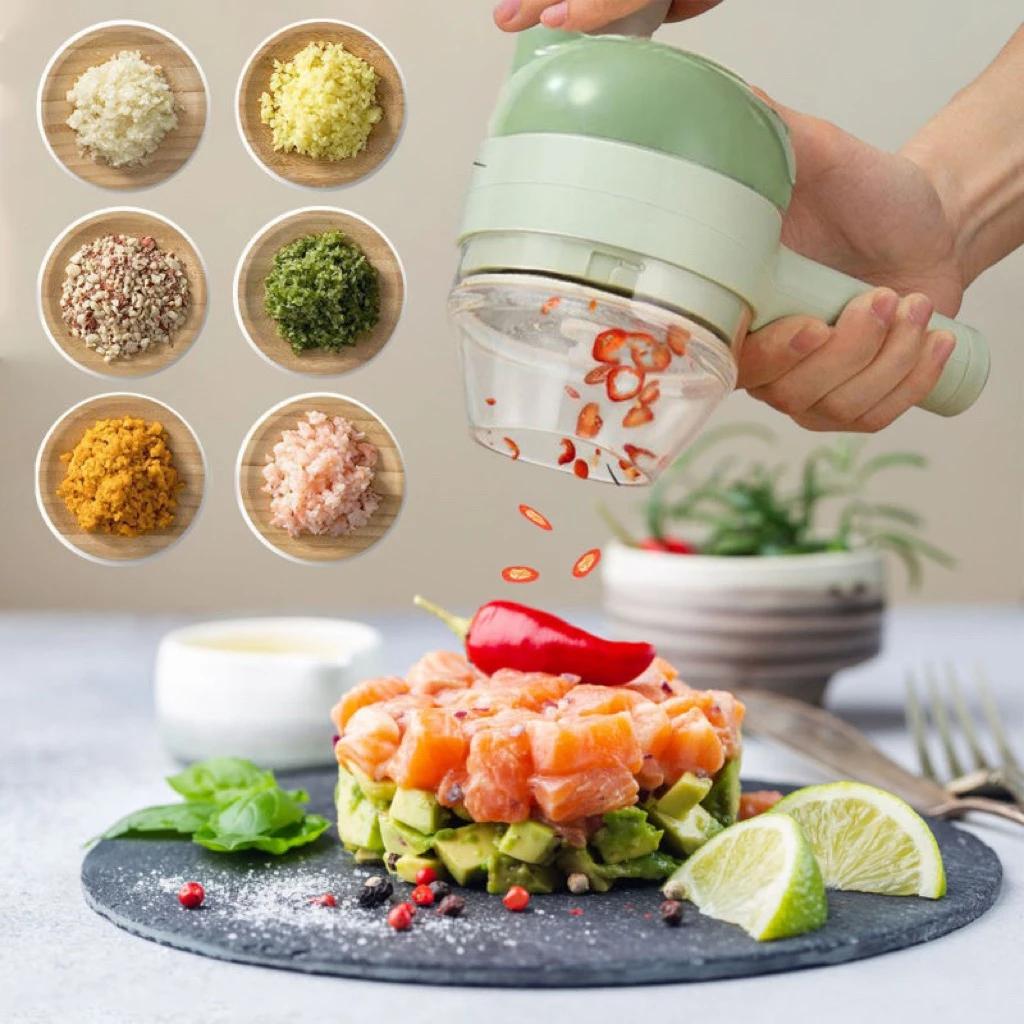 1 шт. 4 в 1 измельчитель овощей, ручной электрический набор для резки овощей, портативный беспроводной пресс для чеснока, грязевой пресс, набор для нарезки чеснока и многофункциональный набор