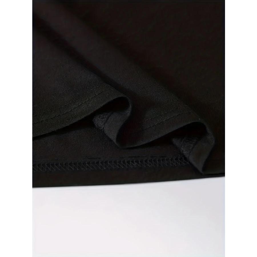 Мужская летняя повседневная футболка свободного размера из 100% хлопка с черным принтом, круглым вырезом и коротким рукавом