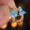 Vintage Blue Zircon Hoop Earrings for Women Simple Fashion Gold Color Geometric Earrings Party Jewelry Gifts