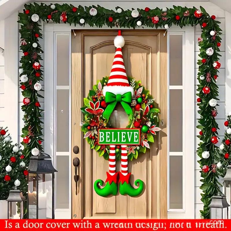 Hot Sale Christmas Door Cover Decoration Santa Claus New Year Xmas Background Decor Outdoor Photo Door Curtain Hanging Blanket