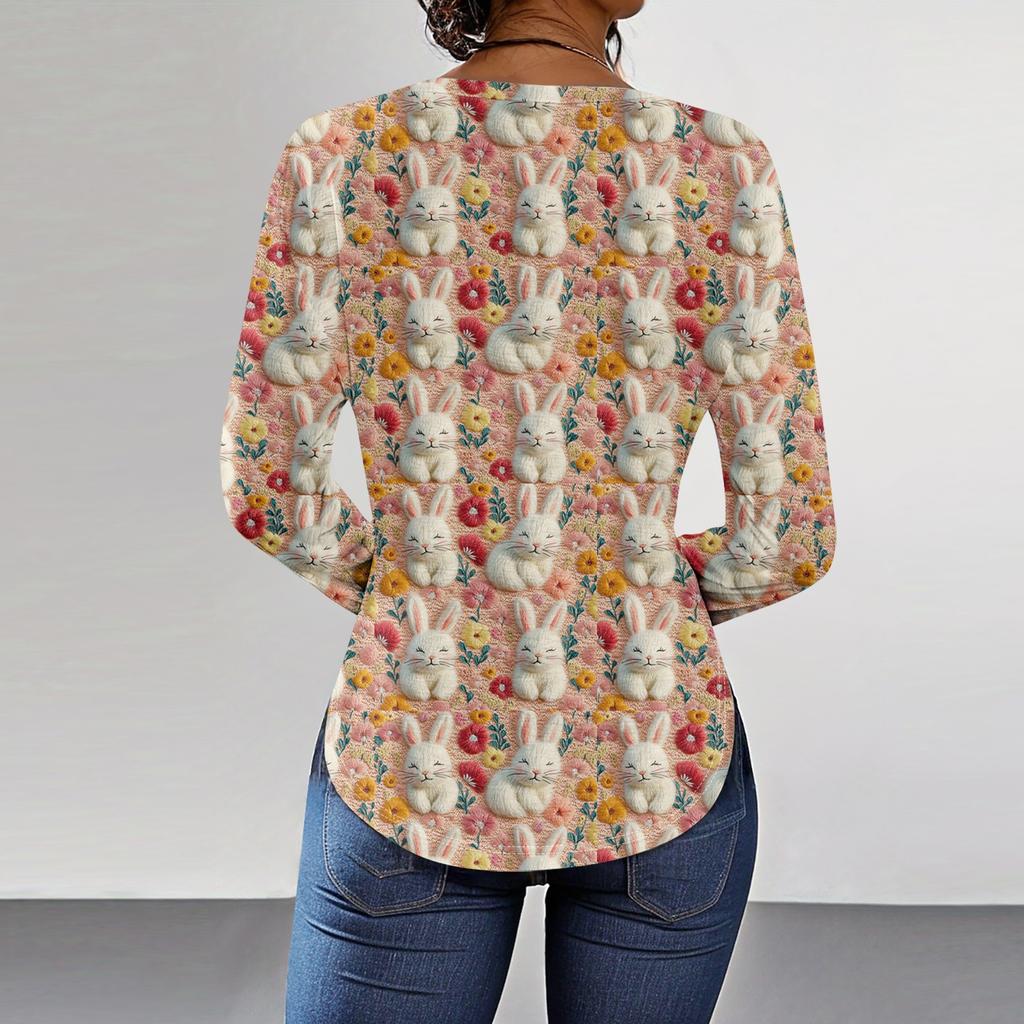 Пасхальные рубашки для женщин Милая футболка с принтом в виде сердца с длинным рукавом Туника Топы из хлопка Пуловеры