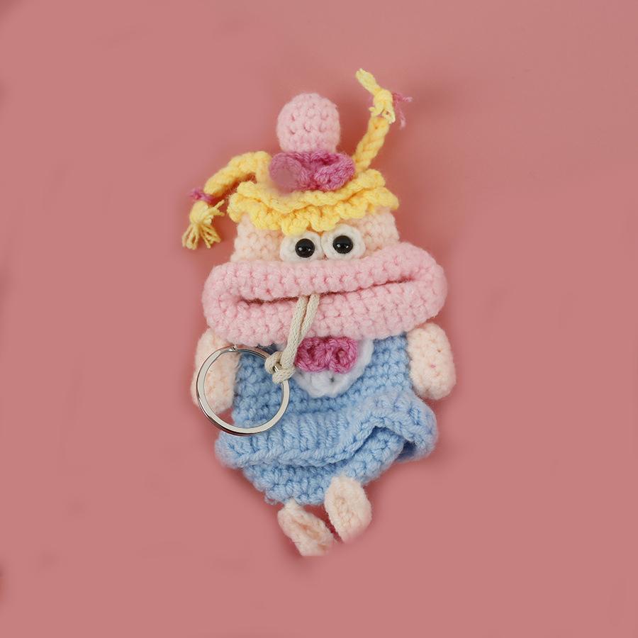 Забавные вязаные крючком брелоки Вязание Милая кукла с сосисочным ртом Держатель для ключей Полезная вязаная сумка для хранения Брелоки для автомобильных ключей Оптовая торговля