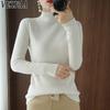 Women's Fashion Casual Fall Winter Solid Color Print Long Sleeve High Neck Sweaters
