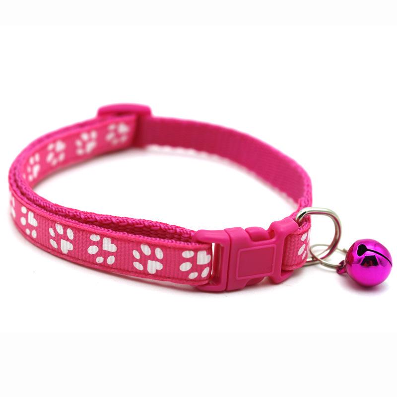 Pet Patch Cat & Dog Collar W/ Paw Print Bell & Safety Buckle
