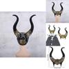 Scary Gold Patterned Maleficent Horn Headpiece Cosplay Mask For Halloween 2024