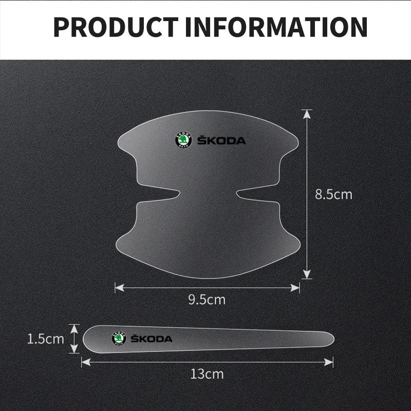 2025 New 8PCS Transparent Protective Stickers for Car Door Handle For Skoda Octavia Rapid Kodiaq Karoq Fabia Kamiq Superb Deriva