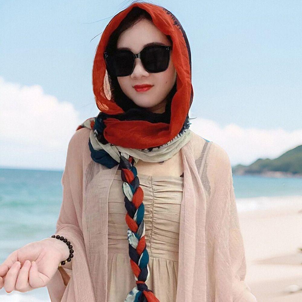 Handwoven Sunscreen Scarf Long Headscarf Shawl Fashion Accessory Beach Shawl Spring Summer