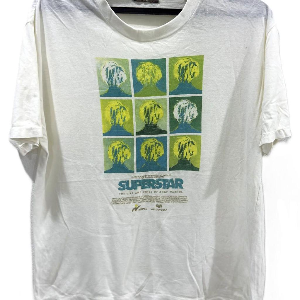 Vintage 1990 ANDY WARHOL SUPERSTAR The Life and Times of movie film t Shirt and kids shirt pop art