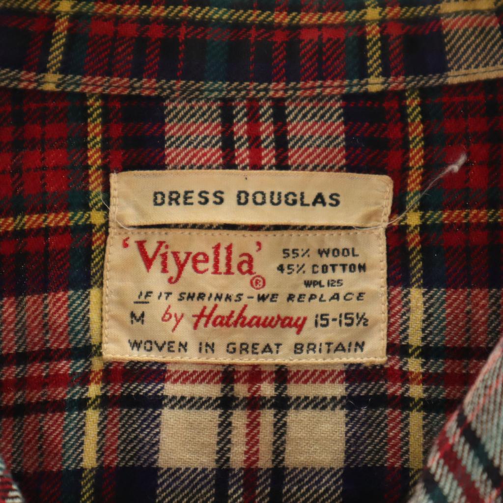 Hathaway 60-е Винтажная рубашка с открытым воротником в клетку с длинным рукавом Мужская Б/У