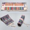 48 Holes Canvas Roll Up Pencil Case School Students Supplies Brush Pen Bag Cute Pencil Cases Stationery