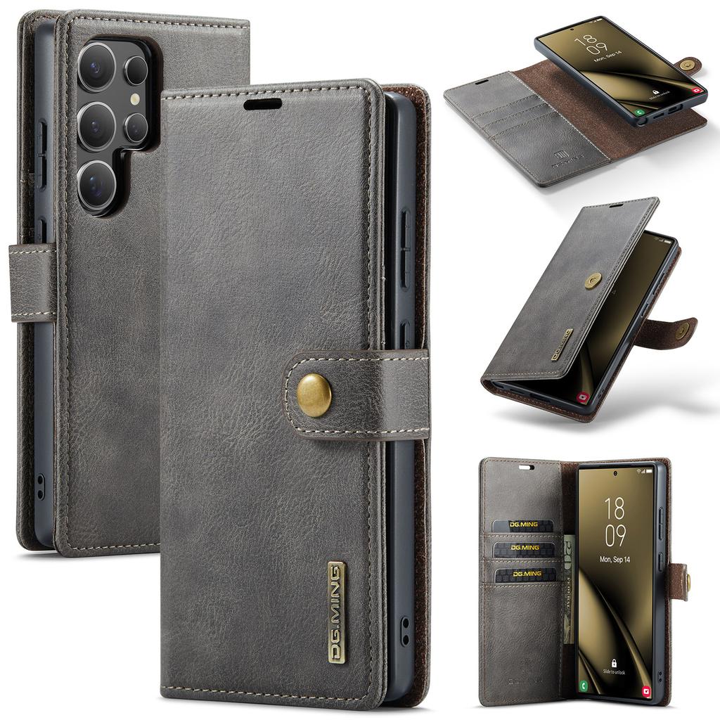 Luxurious Removable Flip Magnetic Leather Wallet Case for Samsung S25, S24, S23 Ultra, S22, S21, S20, S10 Plus
