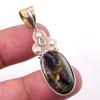 Natural Pietersite Gemstone 925 Solid Sterling Silver TwoTone Pendant 1.75" F7l69