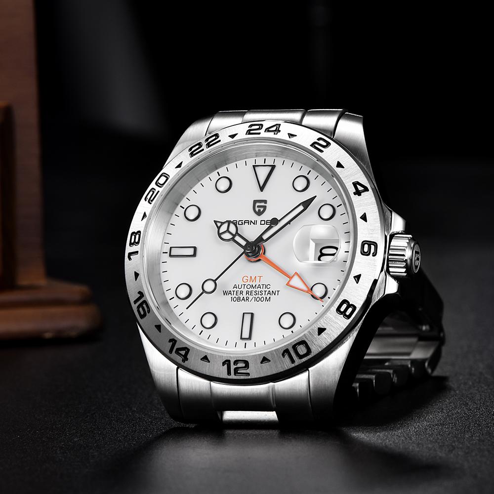 PAGANI DESIGN Новые 40-мм Часы GMT Мужские Автоматические Механические Наручные Часы Сапфировые Светящиеся Нержавеющая Сталь Часы для Мужчин