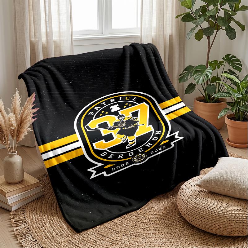 Boston Bruins Flannel Fleece Blanket Cozy Warm Throw Blanket For Couch Bed Travel All Season Use