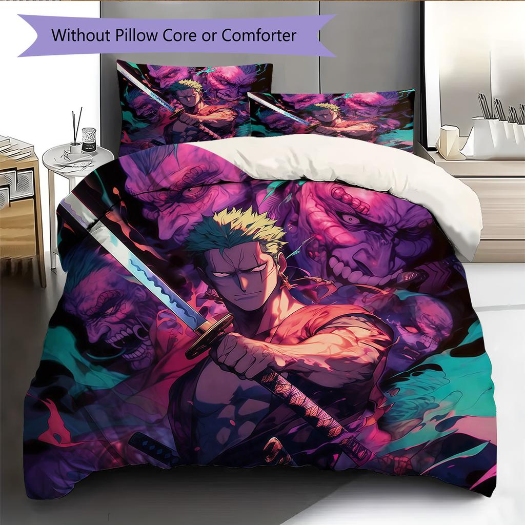 Roronoa Zoro Pattern Bedding Quilt Set Home Decoration Gift (1 * duvet cover + 2 * pillowcase without core)