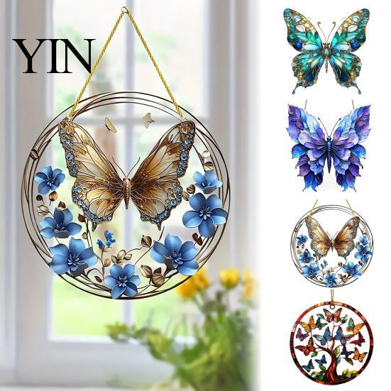 Decorative Light Catcher for Balcony Butterfly Acrylic Sun Catcher, Rainbow Hanging Decoration, Durable Prism Suncatcher Home Lanyard Ornament Living