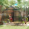 8 x 12ft Aluminium Greenhouse Polycarbonate Walk-in Garden Greenhouse Kit with Adjustable Roof Vent, Double Sliding Door, Rain Gutter and Foundation