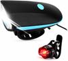 Bike Light Set USB Rechargeable, 240LM IPX4 Waterproof LED Headlight with 120dB Horn, 180° Taillight, 3 Light Modes, 1200mAh Battery, Easy Install