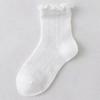 Spring and Summer Girls New Thin Breathable Comfortable Cotton Mesh Solid Lace Fashion Wooden Ear Edge Princess Socks