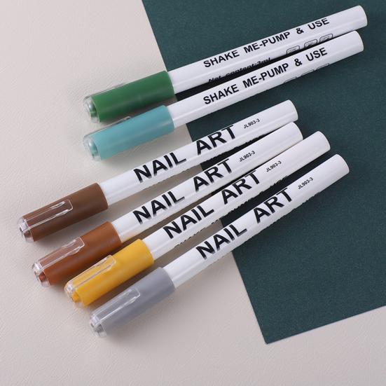 Набор из 12 цветных ручек для нейл-арта своими руками, быстросохнущие акриловые краски, маркеры для быстрых граффити-рисунков, двухсторонние ручки для ногтей