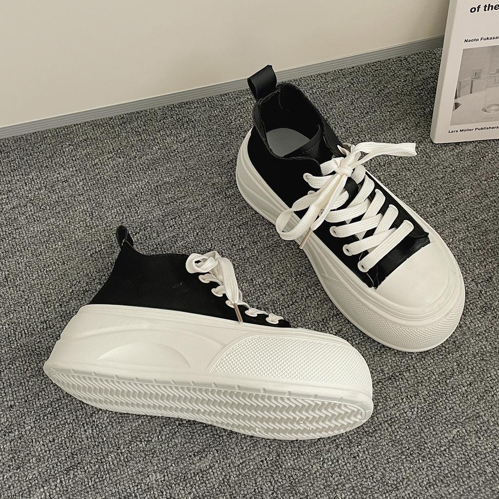 White Popular Thick-soled Heightening Versatile Little White Shoes Women's 2025 New Autumn Skirt Breathable Casual Board Shoes