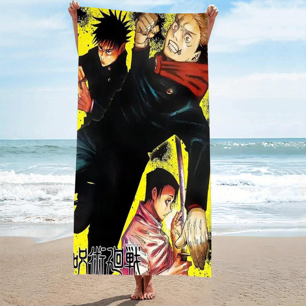 1 шт. J-Jujutsu Kaisen Годжо и Гэто Пляжное полотенце Микрофибра Мягкое Быстросохнущее Аниме-принт Полотенце для ванны Для фанатов Плавание На открытом воздухе