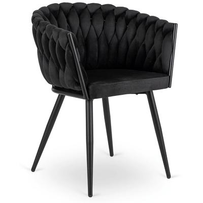Upholstered Woven Living Room Chair Elena Black Velvet Modern Loft