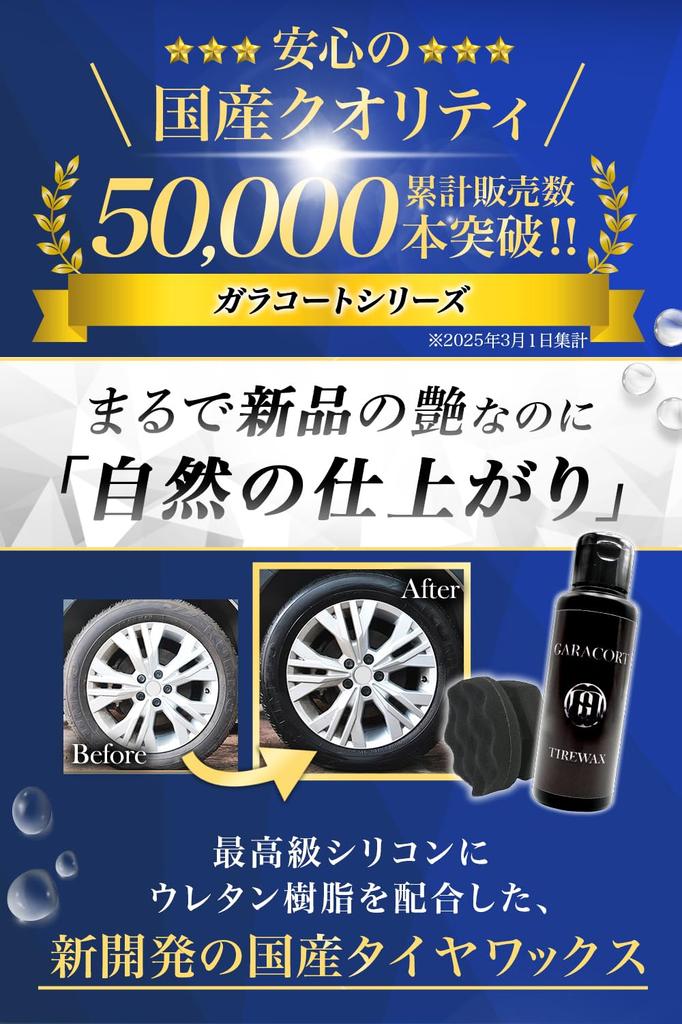 Воск для шин Galacoat с премиальным составом для шин, сделанный Совместим со всеми автомобилями и Легкий в уходе Водный С губкой, Водный Воск, Япония, Цвета, Автомобиль,