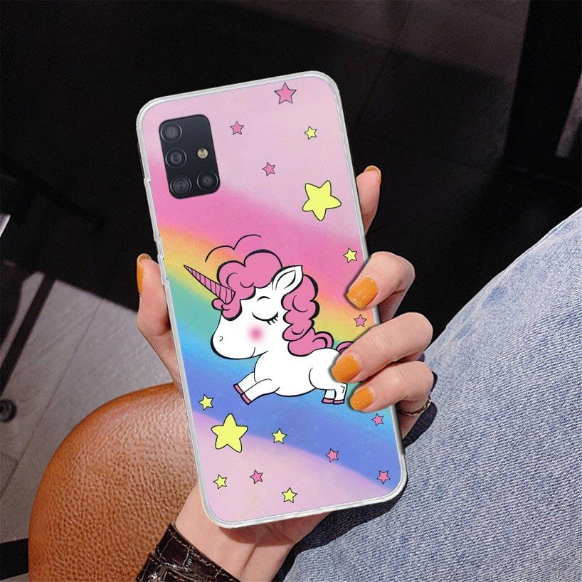 Pink Unicorn Rainbow Phone Case For Samsung Galaxy A52 A32 A22 A12 A51 A31 A50S A30S A20S A10S Note 20 Ultra 10 Plus S10 A72 A71