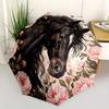 Horse Floral themed, Eight ribbed, Self folding umbrella Is Suitable for Everyday Outdoor Use and Is An Ideal Gift for Friends and Family, A