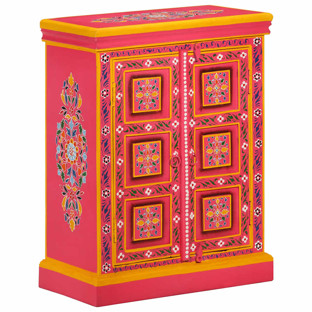 Mango Wood Sideboard Solid Wood Hand Painted in Pink