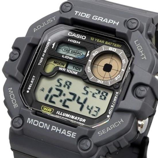 CASIO Цифровые мужские наручные часы График приливов и отливов Отображение данных о фазах Луны Функция WS-1700H-8AV Темно-серый Зарубежная модель