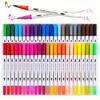 60-Pack Double-Headed Marker Pens – Fine & Brush Tip, Water-Based, Vibrant Colors for Art, Calligraphy, and Holiday Decoration