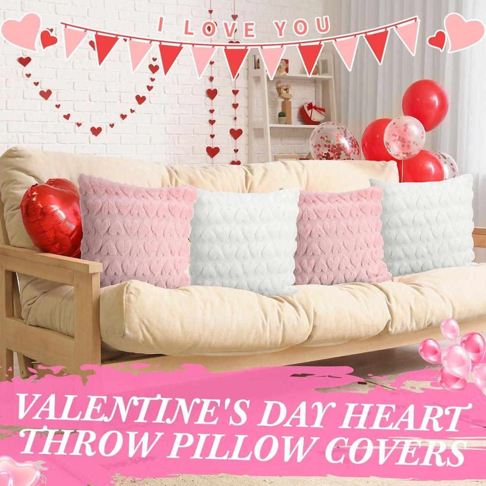 Fluffy Plush Pillow Covers Super Soft Decorative Pillowcase Cushion Cover for Valentines Day