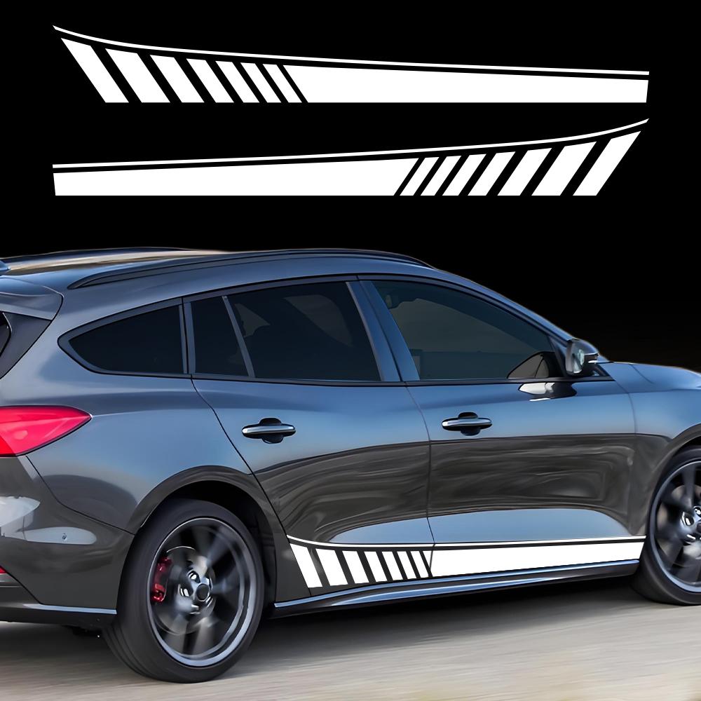 Для Ford Focus ST Автомобильная наклейка Комплект наклеек на боковую часть двери Виниловая пленка для обтяжки автомобиля Водонепроницаемые наклейки на транспортные средства Автоаксессуары Декор