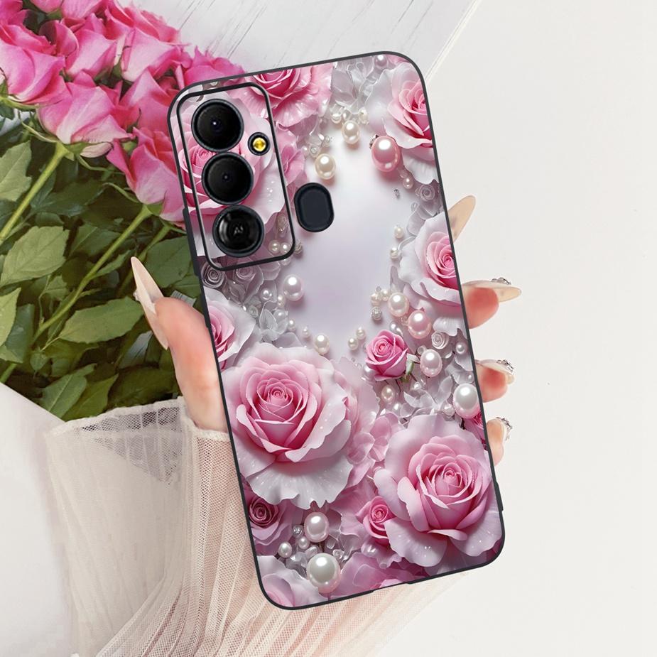 Чехол для Tecno Pop 6 GO BE6j Милый Цветок Бант Расписной Чехол Мягкий ТПУ Чехол для Телефона Для Tecno Pop 6 Pro BE8 Pop6 GO Задняя Крышка Coque