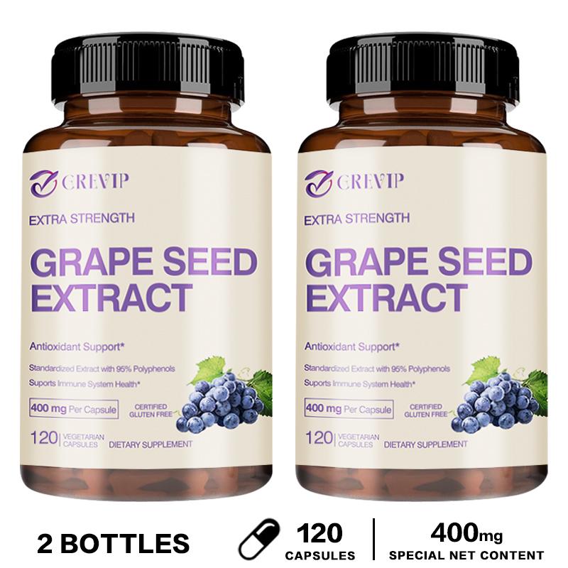 CREVIP High-Content Grape Seed Extract Capsules, Proanthocyanidins, Antioxidant, Suitable for Both Men and Women