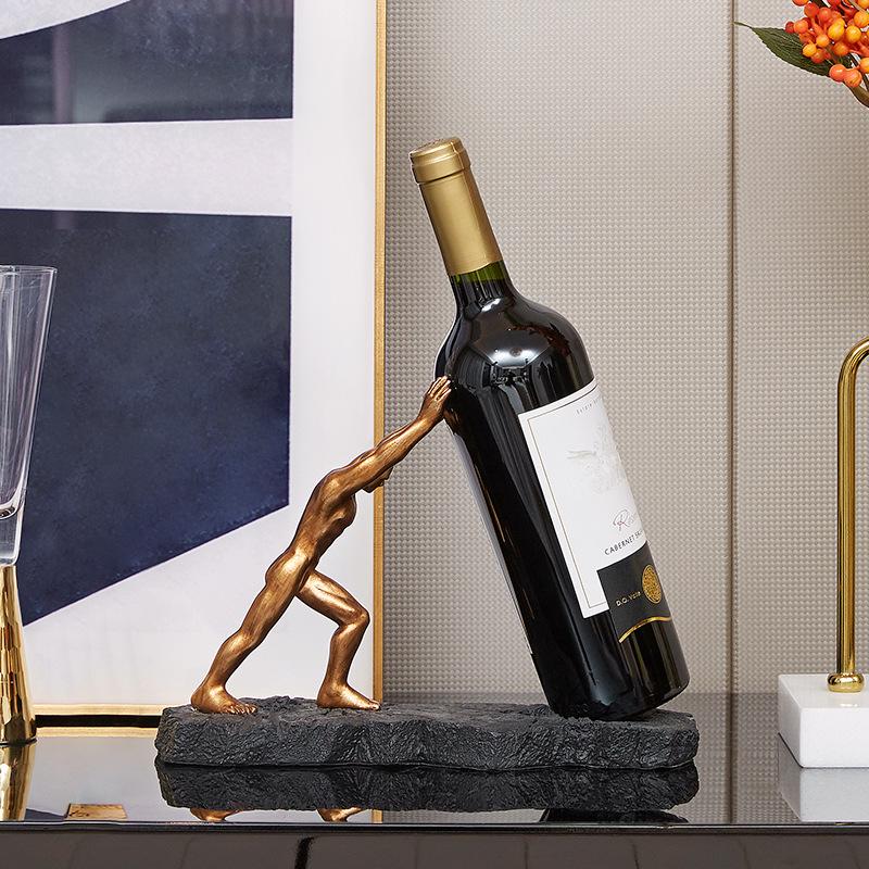 European Luxury Resin Wine Rack Ornament for Home & Study Decor