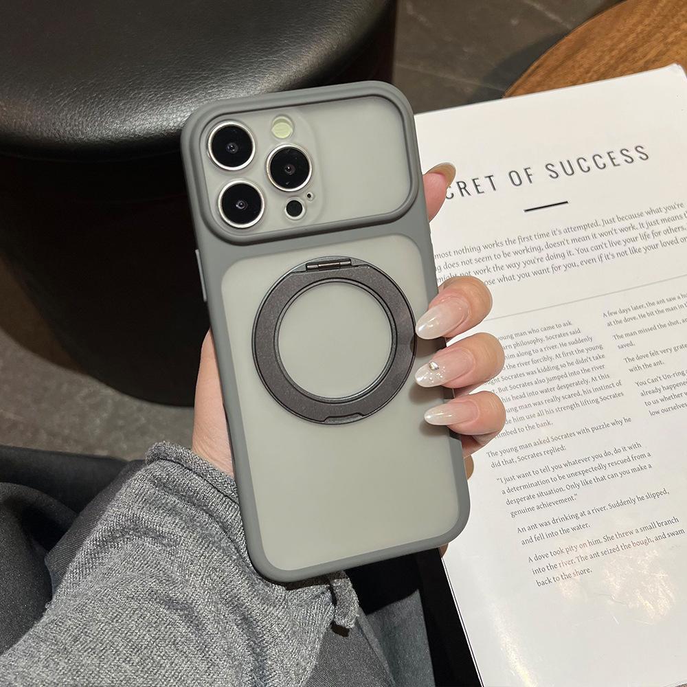 Rotating Bracket Magnetic Suction Acrylic Case for for 16/17 Pro Max Large-Hole Matte Ins Style Design