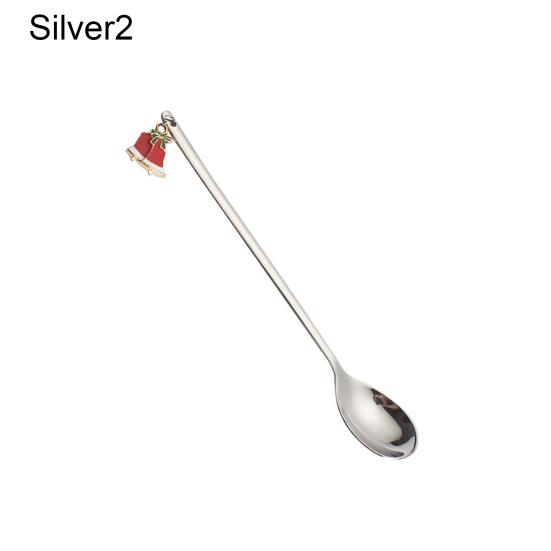 Рождественская ложка с длинной ручкой, прочная нержавеющая сталь, десертный салат, фруктовая дегустация