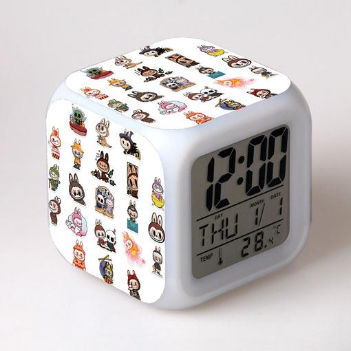 Factory price supply cartoon rabub colorful alarm clock surrounding labubu student small gifts