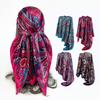 Wrap Turban 90cm Classic Cashew Flower Pattern Silk Scarf Ladies Trendy Shawl Simulation Silk Square Scarf