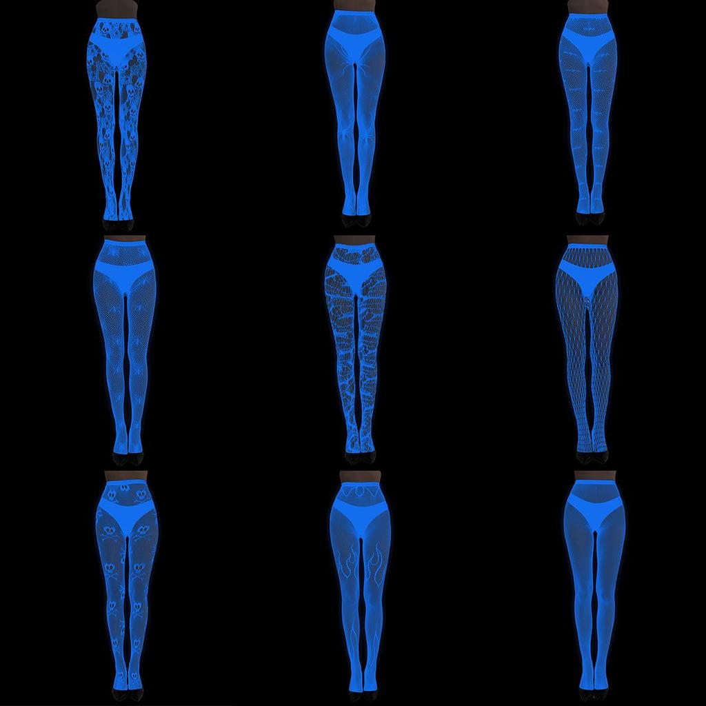 Колготки из сетчатого кружева Blue Light Luminous - сексуальные чулки с татуировкой в европейском и американском стиле