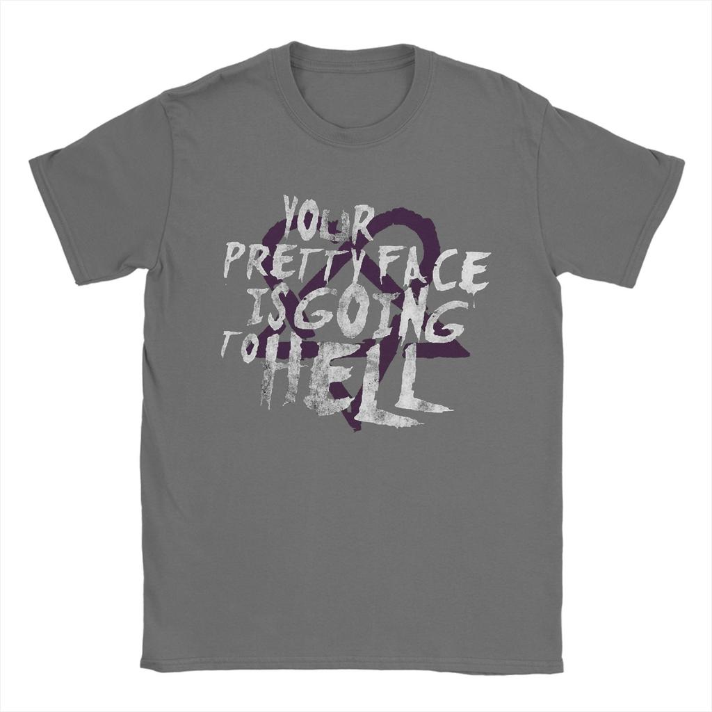 Футболки Him Band Your Pretty Face Is Going To Hell для мужчин, винтажные футболки из чистого хлопка, футболки с коротким рукавом, одежда с принтом