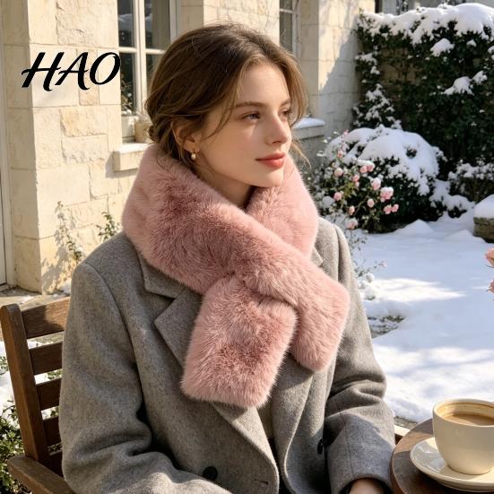 Soft Plush Shawl for Women Imitation Mink Fur Scarf, Thickened Neck Faux Warmer Warmer, Cold Weather Elegant Wrap Accessory Winter Skin Friendly