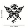 1 PC of Black Iron an Elegant Butterfly with A Rosey Metal Wall Art - Modern Home Decor for Bedroom, Living Room, or Bathroom.